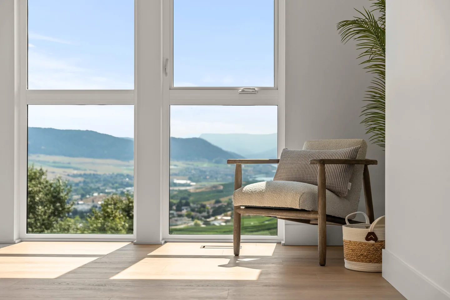 Reading corner in the primary bedroom overlooking the valley